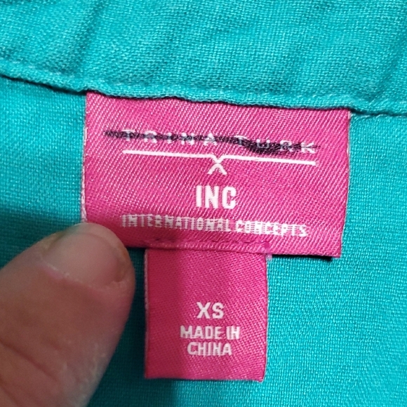 Trina Turk X INC Teal Lace-Up Mini Dress - Picture 2 of 8